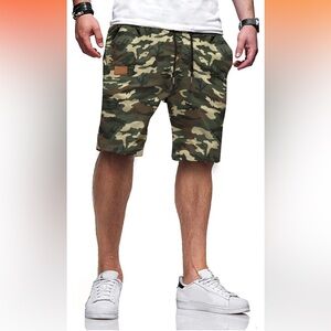 Camo Casual Shorts - Cotton Drawstring Stretch Twill Chino Golf Shorts